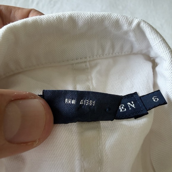 Vintage 2000's Ralph Lauren Cotton Blazer Cropped Jacket Sz 6 White Wide Lapel - Picture 11 of 12